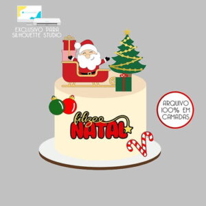 180 - Arquivo Topo de Bolo Natal Papai Noel