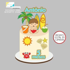 206 - Arquivo Topo de Bolo Praia Verão Menino