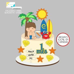 207 - Arquivo Topo de Bolo Praia Verão Menino