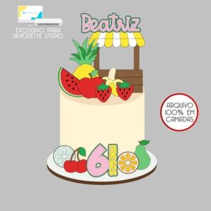 213 - Arquivo Topo de Bolo Frutinhas Frutas