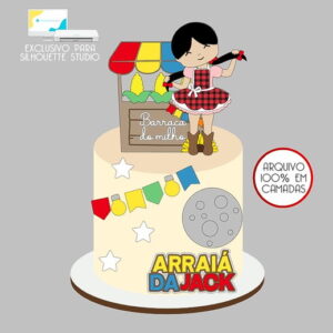 267 - Arquivo Topo de Bolo Junino Arraiá Menina
