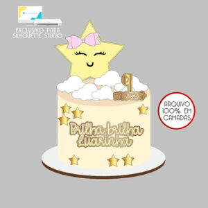 276 - Arquivo Topo de Bolo Brilha Brilha Estrela Estrelinha