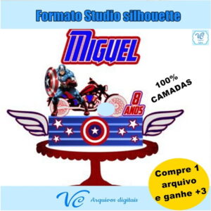 327- Arquivo Topo de Bolo Capitão America Vingadores