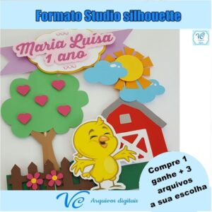 333- Arquivo de Corte Topo de Bolo Pintinho Amarelinho
