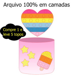 370- Arquivo topo de bolo Pop It Fidget Toy em camadas
