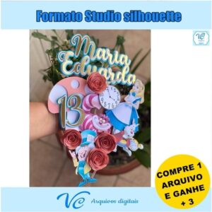381- Arquivo Topo de Bolo Alice País das Maravilhas 3