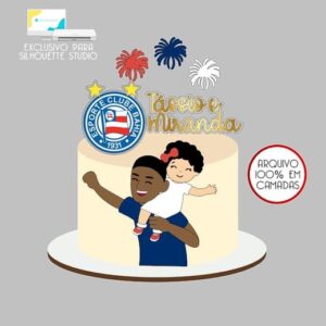 390 - Arquivo Topo de Bolo Futebol Bahia Pai e Filha