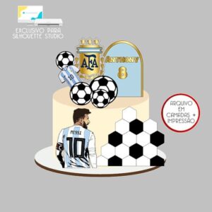 394 - Arquivo Topo de Bolo Futebol Argentina Messi
