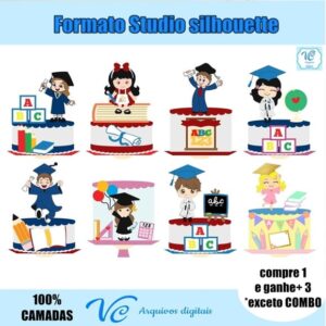 422- Combo Arquivo de Corte Topo Formatura / Abc em Camadas