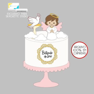 46 - Arquivo Topo de Bolo Batizado Anjinha Menina