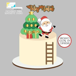 492 - Arquivo Topo de Bolo Natal Papai Noel