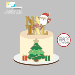 514 - Arquivo Topo de Bolo Natal Papai Noel