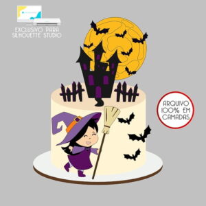 530 - Arquivo Topo de Bolo Halloween Bruxinha