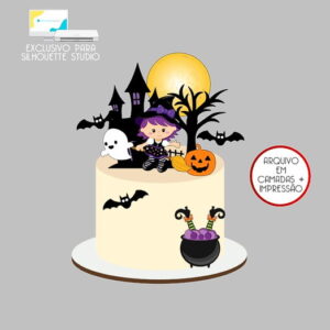 536 - Arquivo Topo de Bolo Halloween Bruxinha