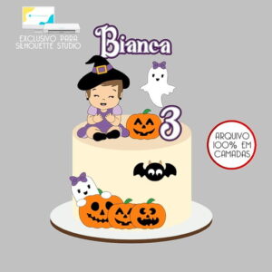 543 - Arquivo Topo de Bolo Halloween Bruxinha