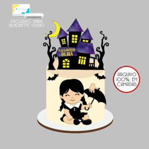 586 - Arquivo Topo de Bolo Wandinha Halloween