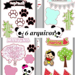 6 arquivos topo de bolo Silhouette tema Magali panda