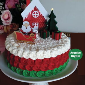 6265 - Topo de Bolo Natal / Camadas- Studio e pdf