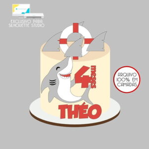 634 - Arquivo Topo de Bolo Tubarão