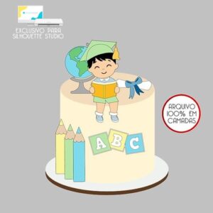 652 - Arquivo Topo de Bolo Formatura Mesversario Menino Abc