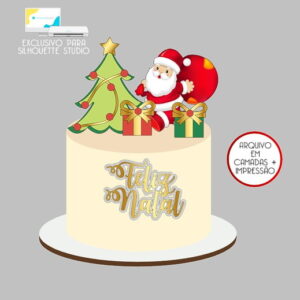 663 - Arquivo Topo de Bolo Natal Papai Noel