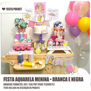 Aquarela Menina-arquivo Digital Dxf e Svg para Festas 18104
