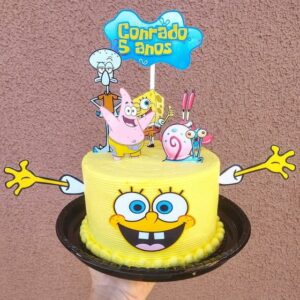 Arquivo Corte pdf e Silhouette Topo de Bolo Bob Esponja