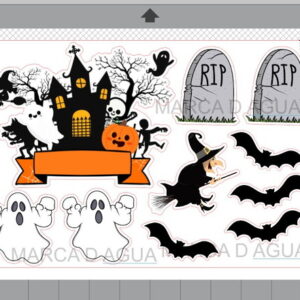 Arquivo Corte Silhouette Topo Bolo Halloween Dia das Bruchas