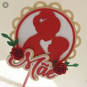 ARQUIVO CORTE SILHOUETTE TOPO DE BOLO DIA DAS MÃES