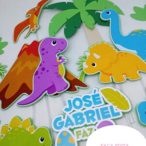 ARQUIVO CORTE SILHOUETTE TOPO DE BOLO DINOSSAUROS CUTE