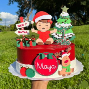 Arquivo Corte: Topo de Bolo 1º Natal Menina Baby 316