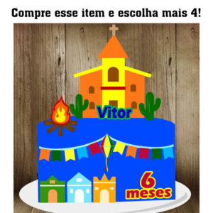 Arquivo Corte: Topo de Bolo Arraiá Igreja 004