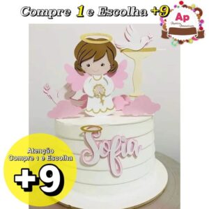 Arquivo Corte Topo de Bolo Batizado Anjinha Camadas - Studio