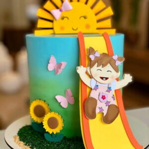 Arquivo Corte: Topo de Bolo Bebê Menina Sol 006