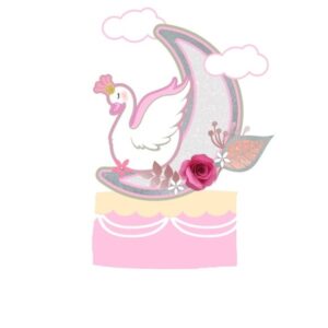 Arquivo Corte Topo de Bolo Cisne Rosa + Lua