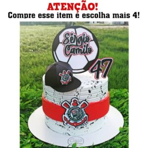 Arquivo Corte: Topo de Bolo Corinthias + Boné 3d 001