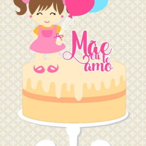 Arquivo Corte Topo de Bolo Dia das Mães Mãe de Menina #17315