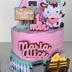 Arquivo Corte Topo de Bolo Eu Amo Tetê Menina- com Celeiro