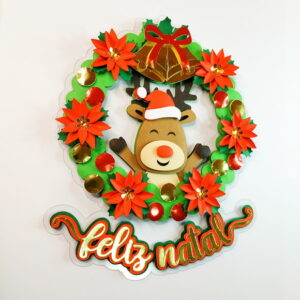 Arquivo Corte: Topo de Bolo Feliz Natal Guirlanda Rena 045
