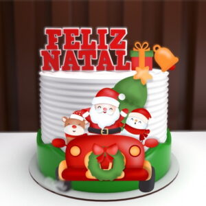 Arquivo Corte Topo de Bolo Feliz Natal Papai Noel