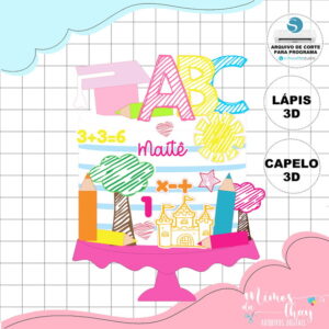Arquivo Corte: Topo de Bolo Formatura Rabisco Menina 036