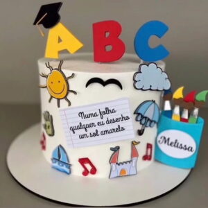 Arquivo Corte: Topo de Bolo Formatura Abc Aquarela