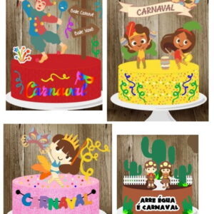 Arquivo Corte Topo de Bolo Kit 2 Topos Carnaval
