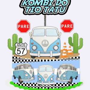 Arquivo Corte Topo De Bolo Kombi Azul Studio E Pdf