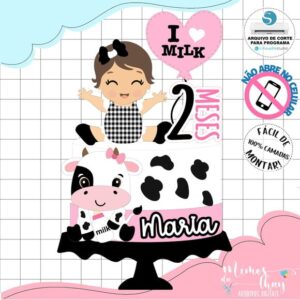 Arquivo Corte: Topo de Bolo Menina Baby Vaquinha 013
