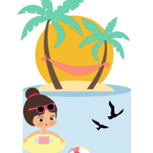 Arquivo Corte Topo de Bolo Menina Verão Praia