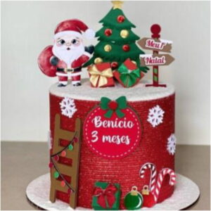 Arquivo Corte: Topo de Bolo Natal Papai Noel Aquarelado 282