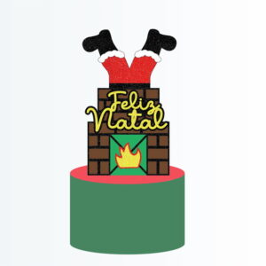 Arquivo Corte Topo de Bolo Natal Papai Noel Chaminé 023