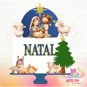 Arquivo Corte Topo de Bolo Natal Presépio Aquarela