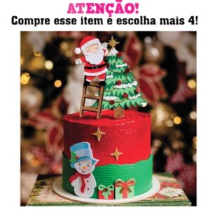 Arquivo Corte Topo de Bolo Papai Noel na Escada - 019